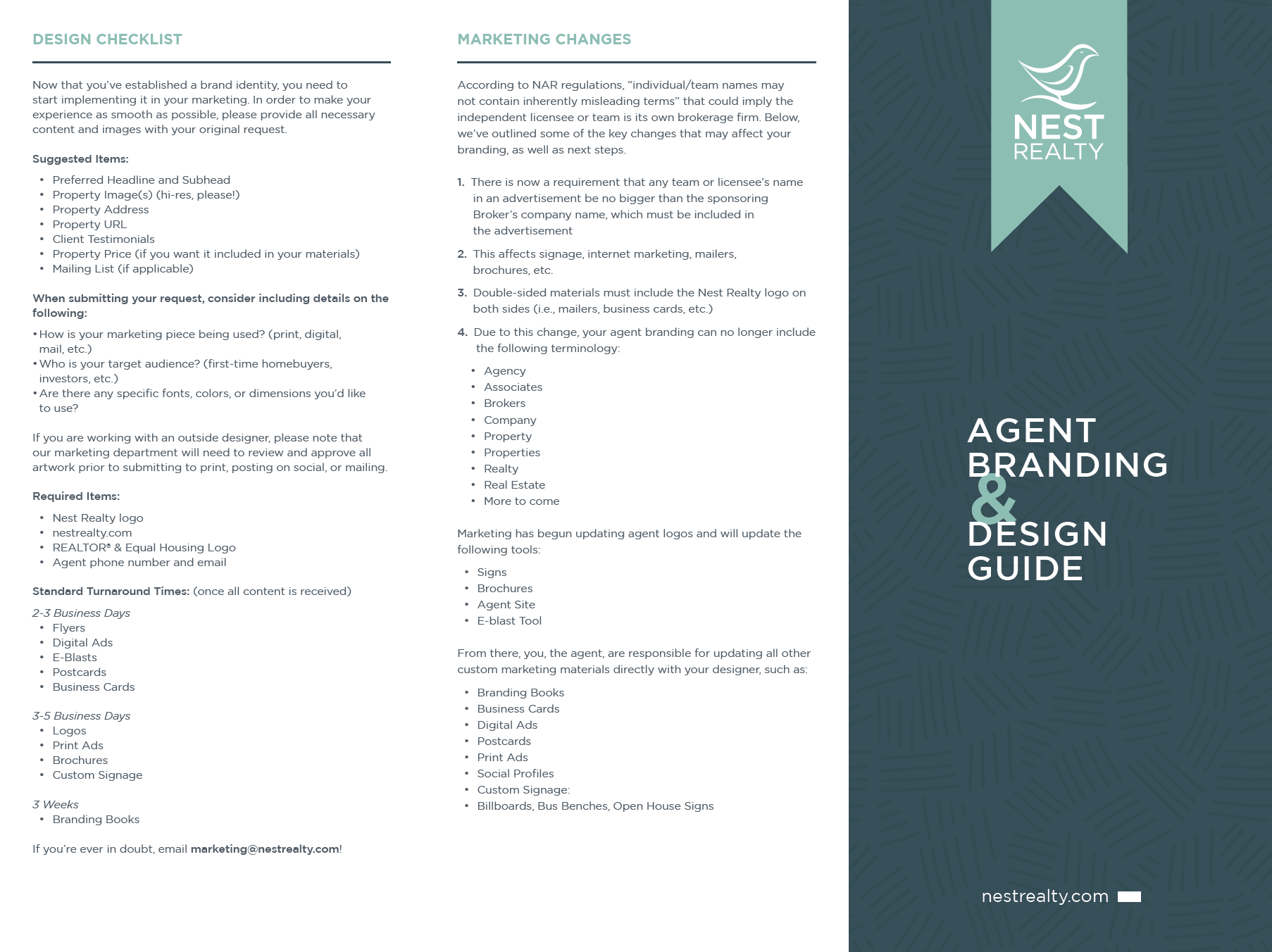 Nest Realty agent branding and design guide